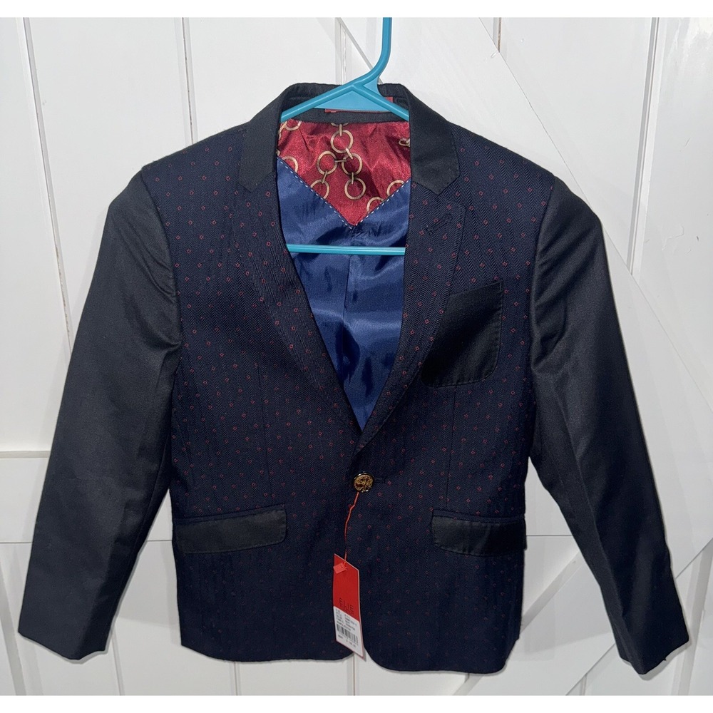 Elie Balleh Italy Boys‎ Sports Coat Suit Sz 6/7 Navy